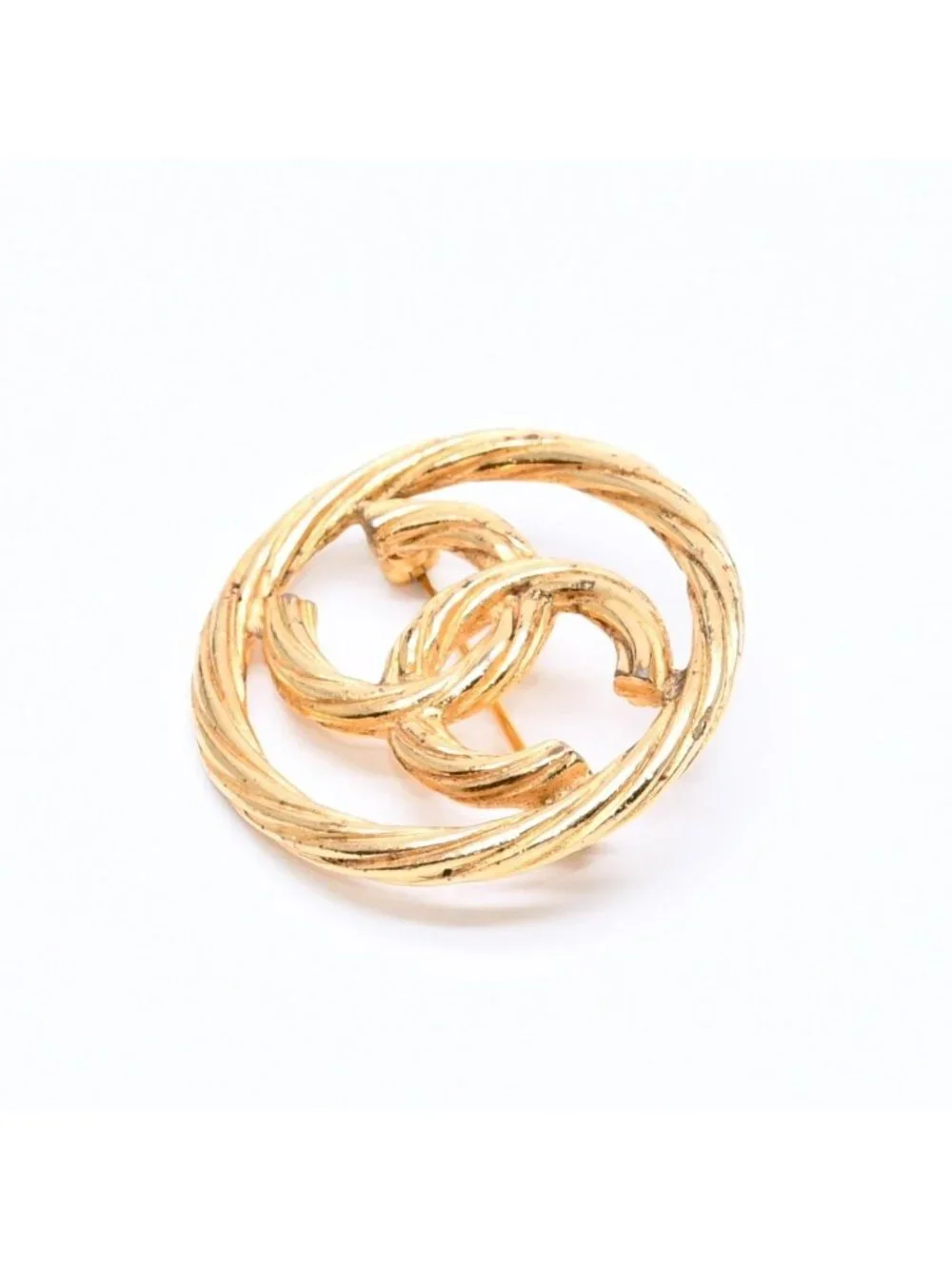 Chanel CC Logo Brooch Metal Round Gold